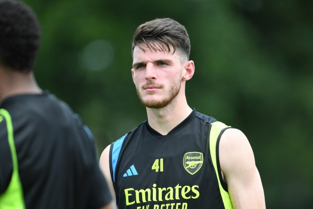 Declan Rice in Arsenal training.